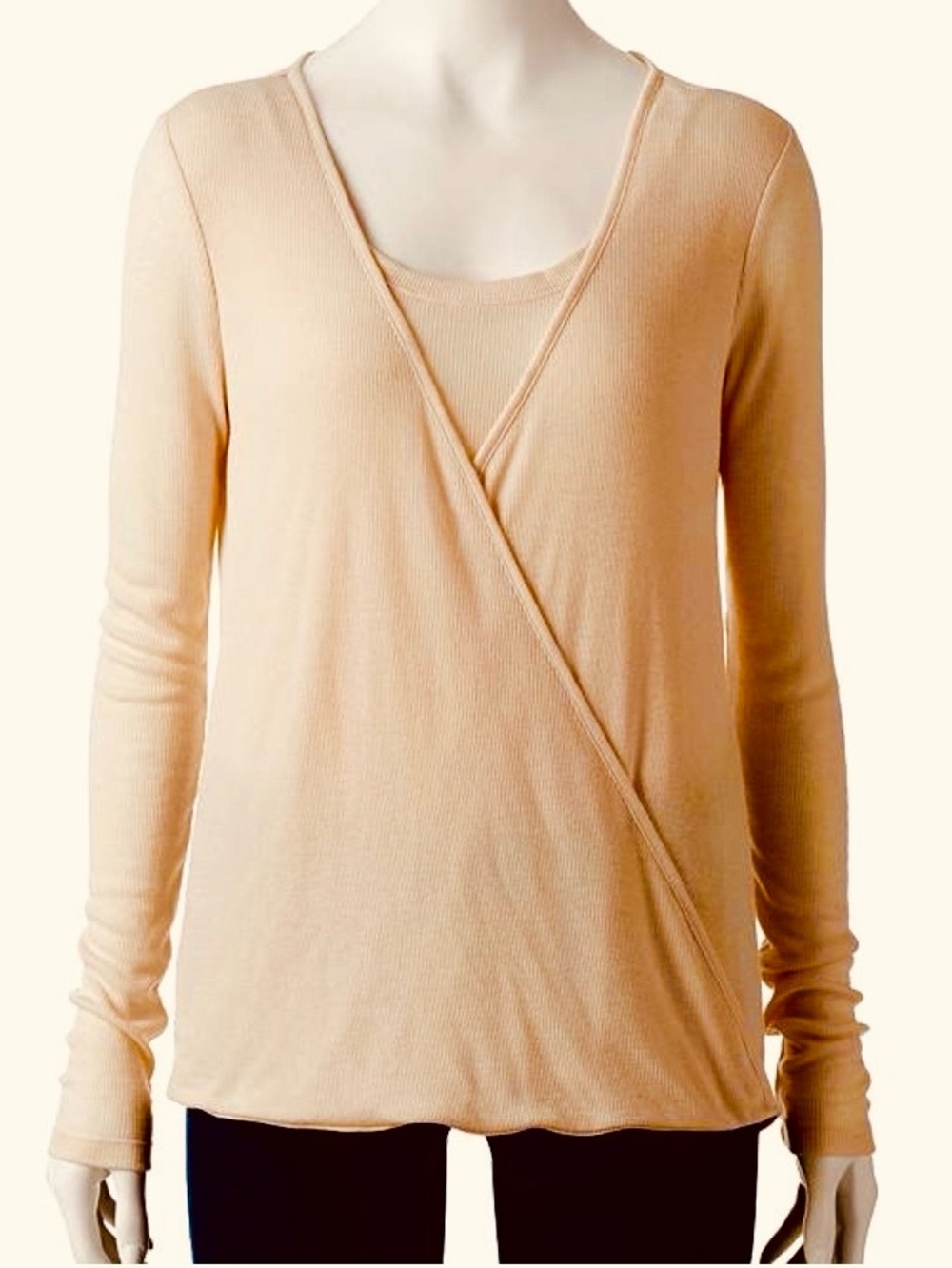 Sonoma Light Pink Long Sleeve Wrap Style Top